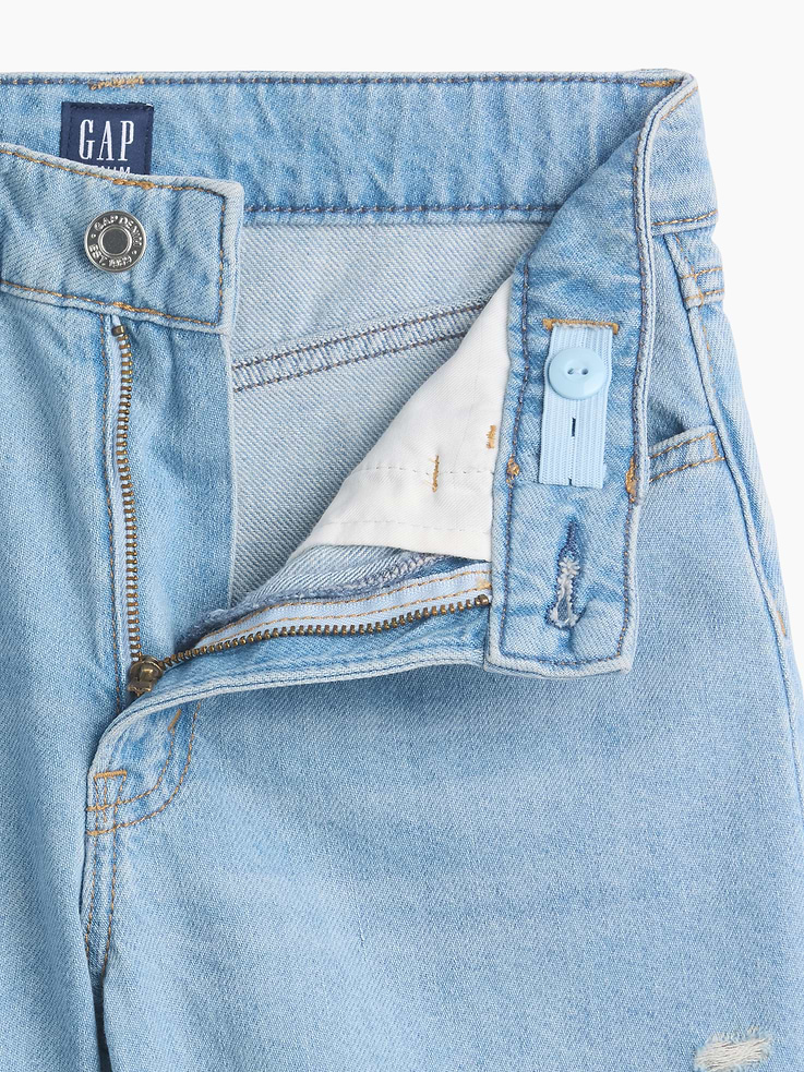 Image number 3 showing, Kids Mid Rise Drawstring Denim Shorts