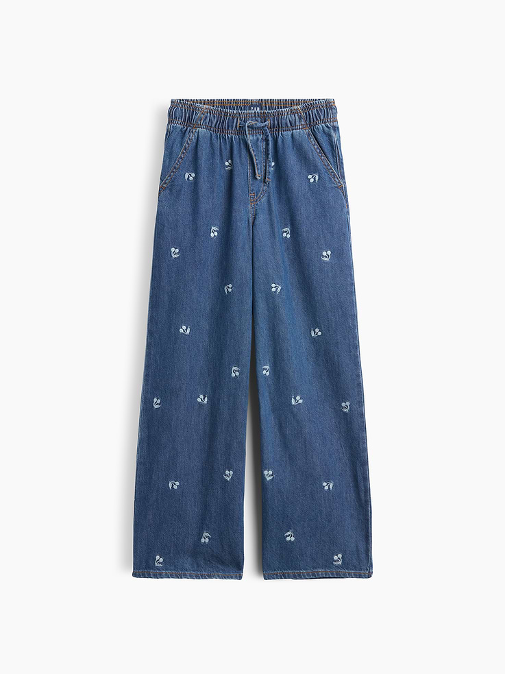 Girls' Wide-Leg Stretch Denim Pants