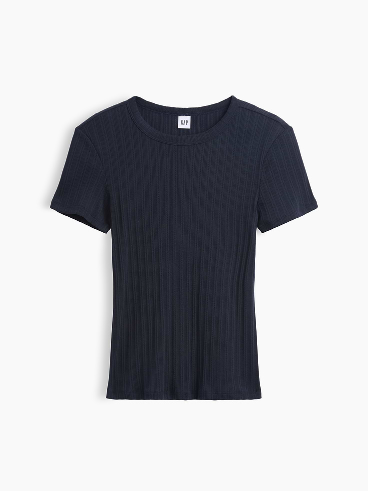 Image number 5 showing, Essential Ribbed Pointelle Crewneck T-Shirt