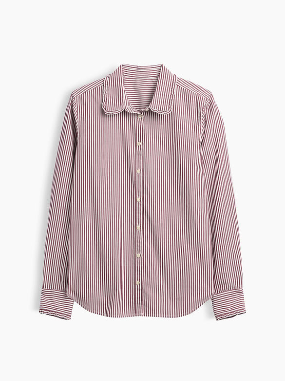 Classic Ruffle-Collar Cotton Shirt
