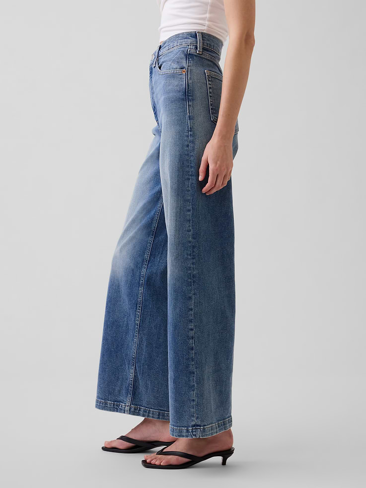 Image number 3 showing, High Rise Stride Wide-Leg Ankle Jeans