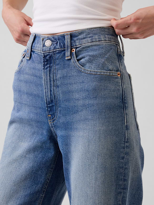 High Rise Stride Wide-Leg Ankle Jeans