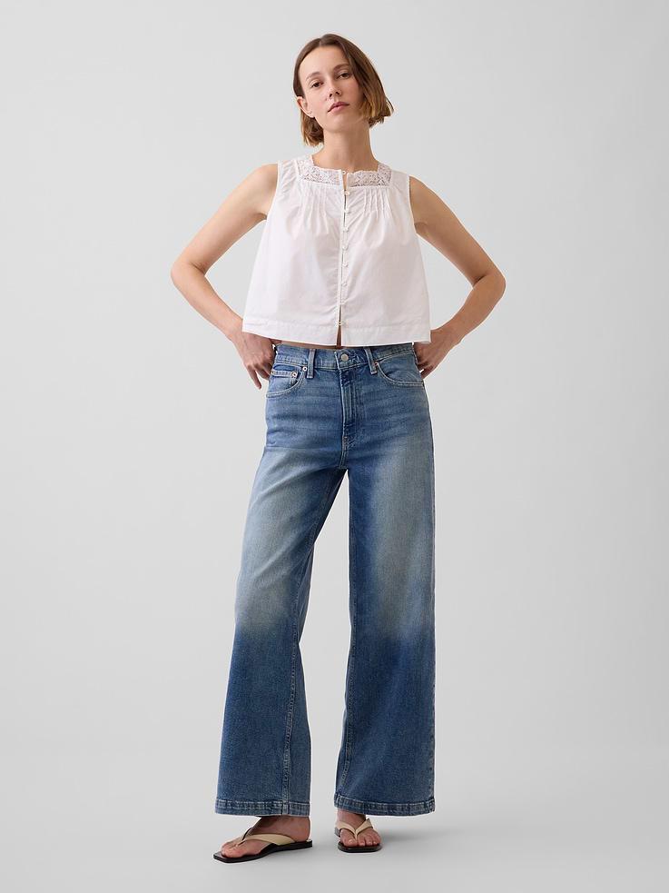 Image number 7 showing, High Rise Stride Wide-Leg Ankle Jeans