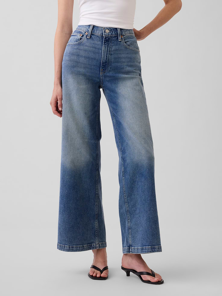 Image number 2 showing, High Rise Stride Wide-Leg Ankle Jeans