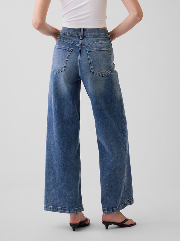 High Rise Stride Wide-Leg Ankle Jeans