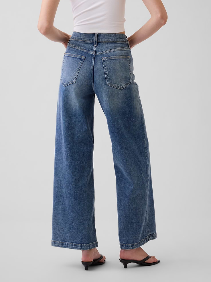 Image number 4 showing, High Rise Stride Wide-Leg Ankle Jeans