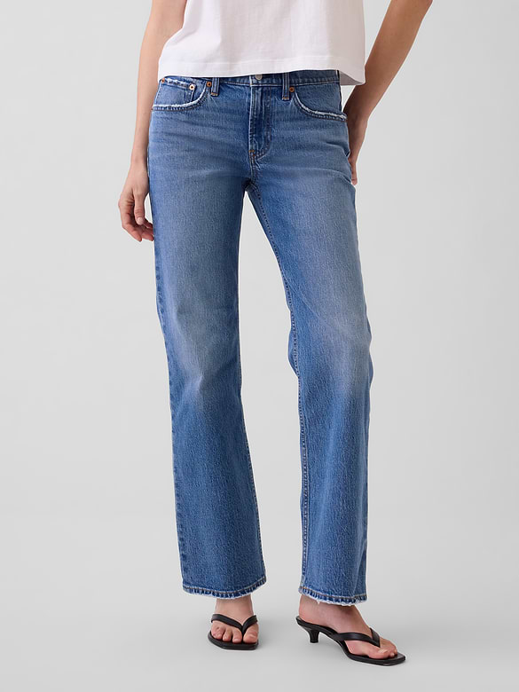 Mid Rise Relaxed Straight Jeans