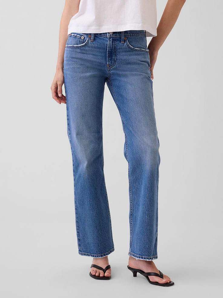 Image number 2 showing, Mid Rise Relaxed Straight Jeans