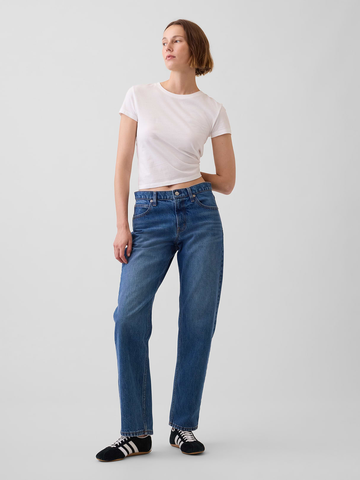 Mid Rise Straight Taper Jeans - Medium wash by Gap