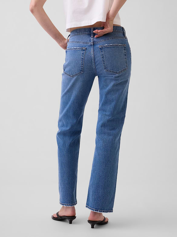 Mid Rise Relaxed Straight Jeans