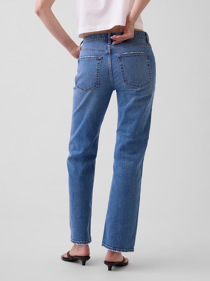 Image number 3 showing, Mid Rise Relaxed Straight Jeans