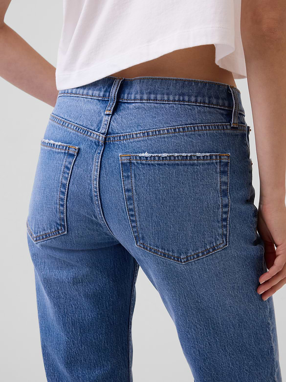 Mid Rise Relaxed Straight Jeans