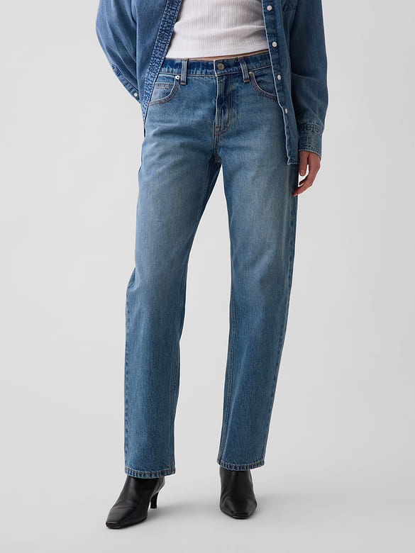 Mid Rise Straight Taper Jeans