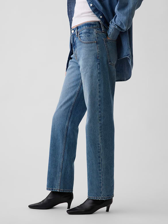 Mid Rise Straight Taper Jeans