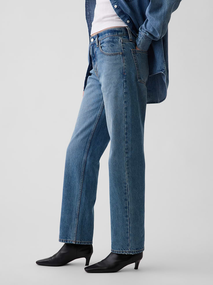Image number 3 showing, Mid Rise Straight Taper Jeans