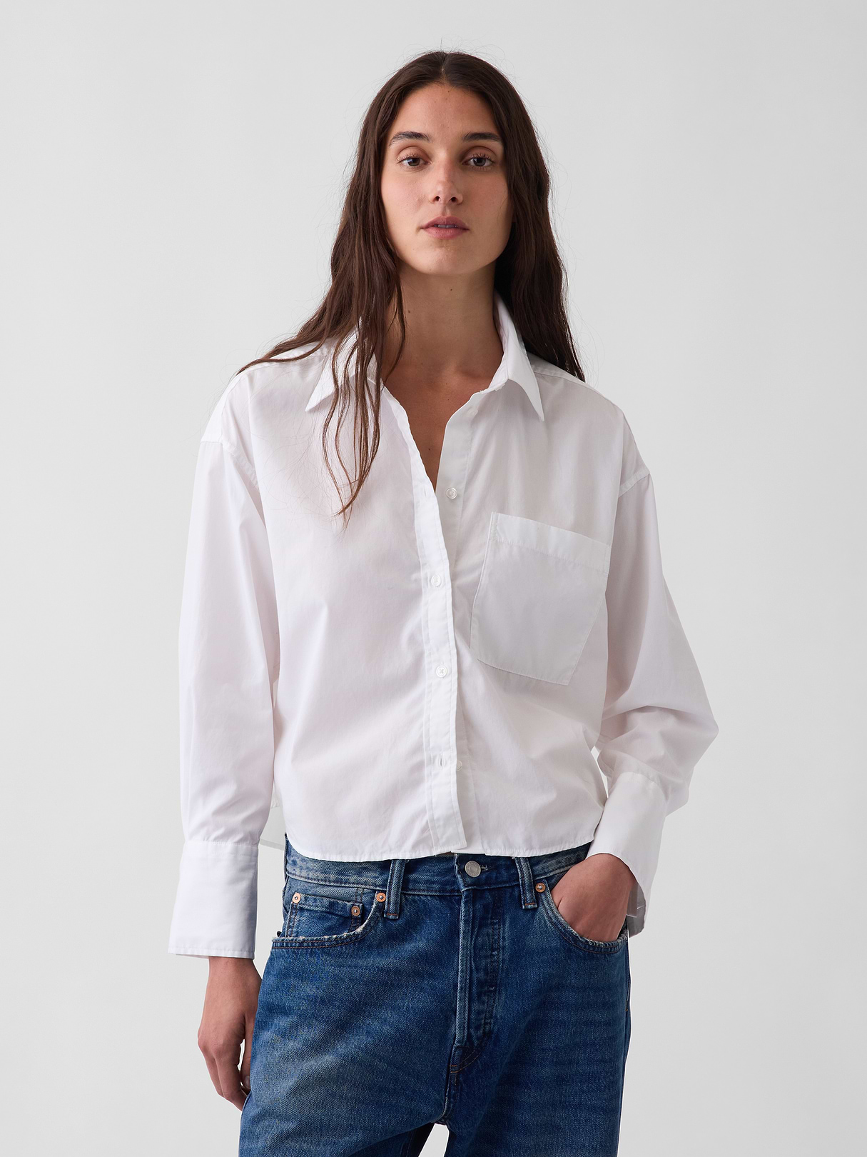 Gap Organic Cotton Oversized Crop Oxford Shirt (2)