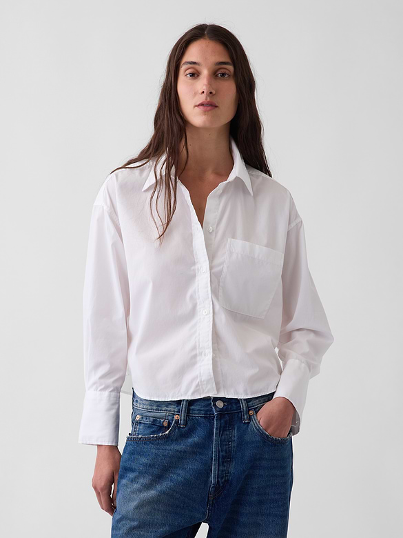 Organic Cotton Poplin Oversized Crop Shirt