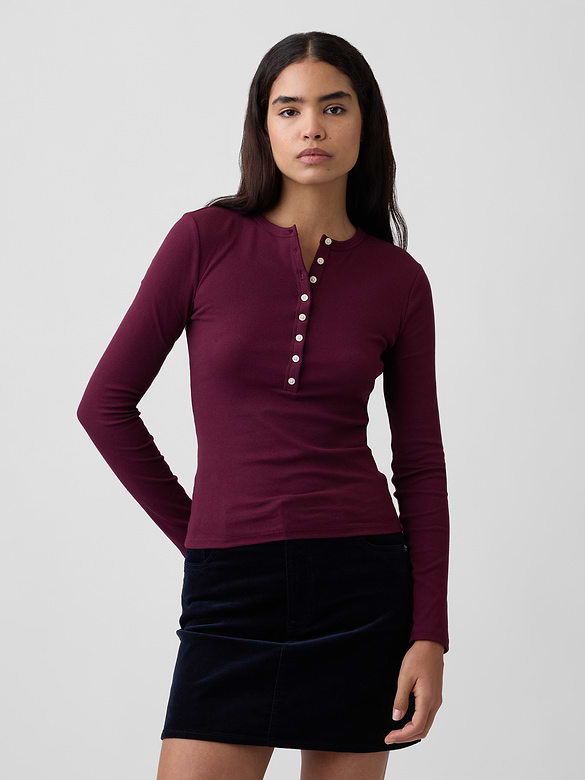 Ribbed Henley T-Shirt