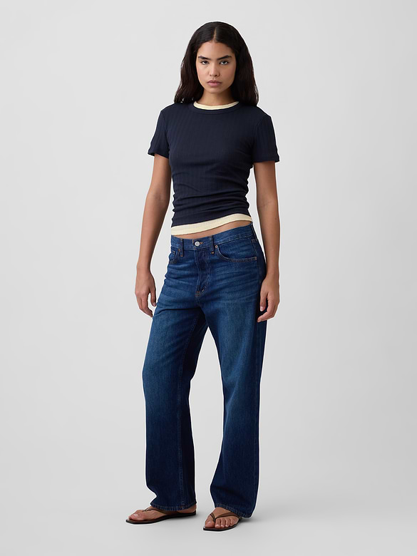 Essential Ribbed Pointelle Crewneck T-Shirt
