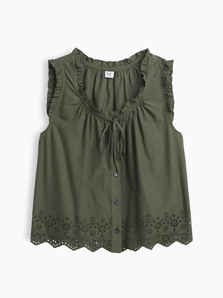 Image number 5 showing, Relaxed Sleeveless Button-Up Top