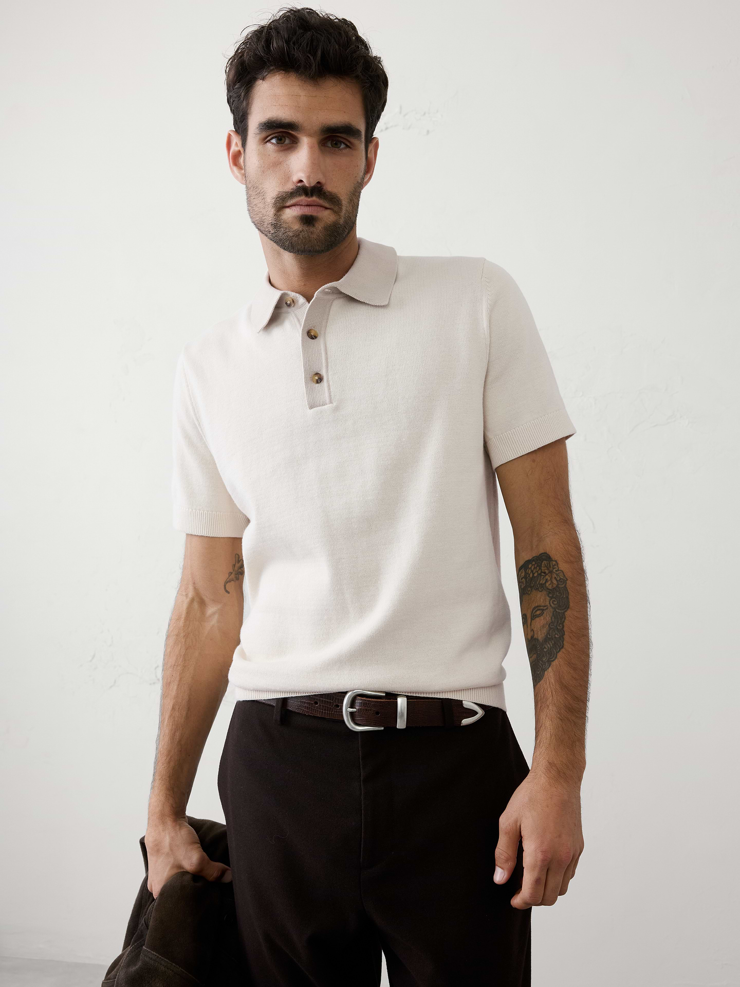 Image number 1 showing, Contrast-Placket Sweater Polo