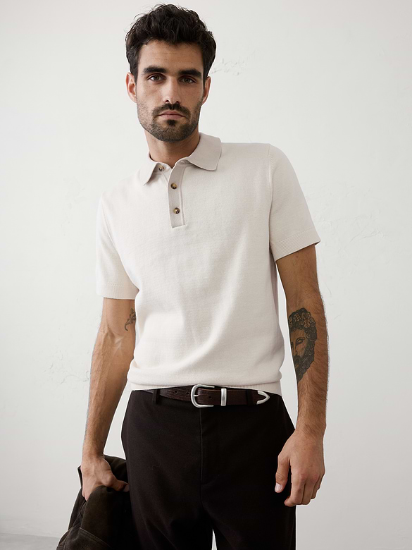 Contrast-Placket Sweater Polo