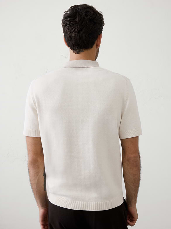 Contrast-Placket Sweater Polo