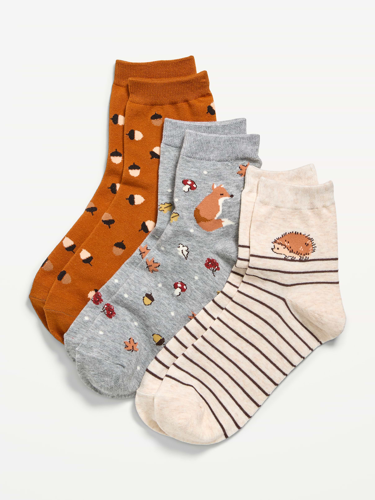 Image number 1 showing, Novelty Quarter Crew Socks 3-Pack for Women