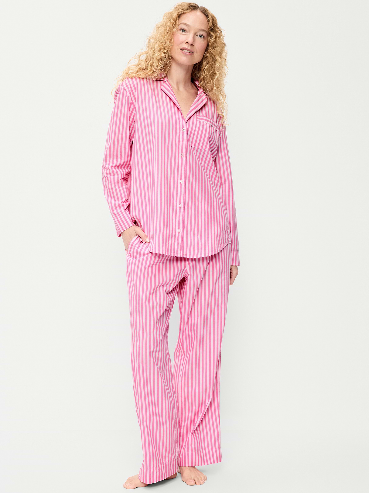 Poplin Pajama Pant Set - Pink Stripe by Old Navy