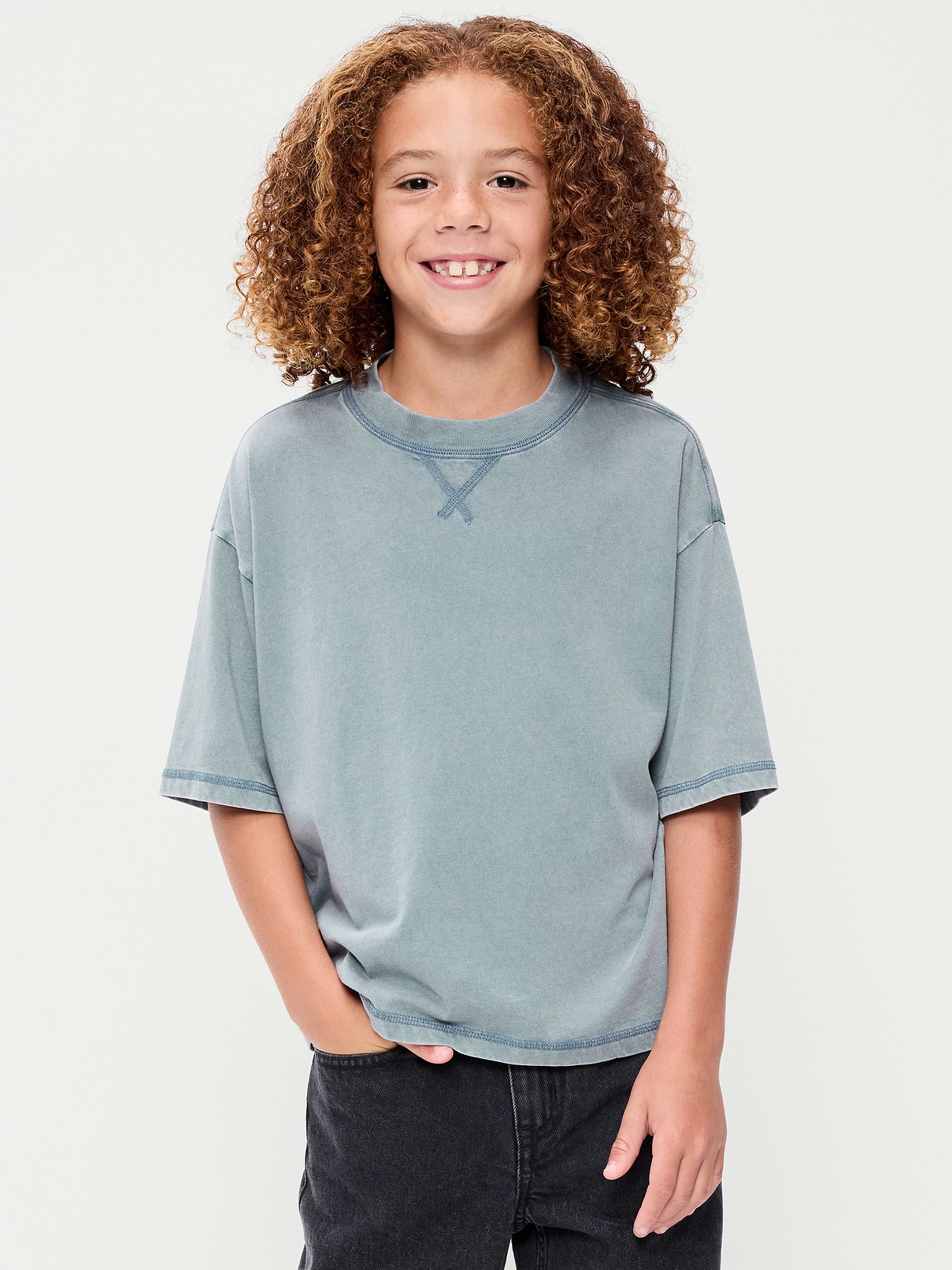 Image number 1 showing, Oversized Short-Sleeve Boxy T-Shirt for Boys