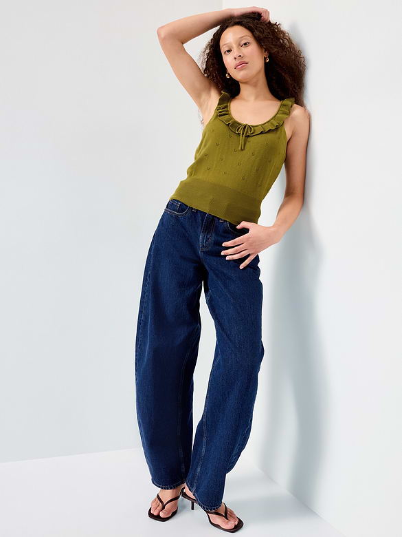 SoSoft Cotton Tie-Front Pointelle Tank Top