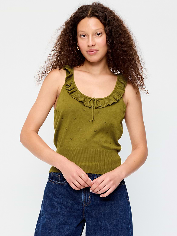 SoSoft Cotton Tie-Front Pointelle Tank Top