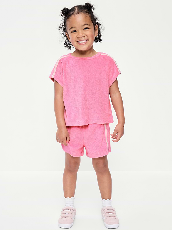 Ensemble avec short et haut à manches courtes en jersey bouclette pour toute-petite
