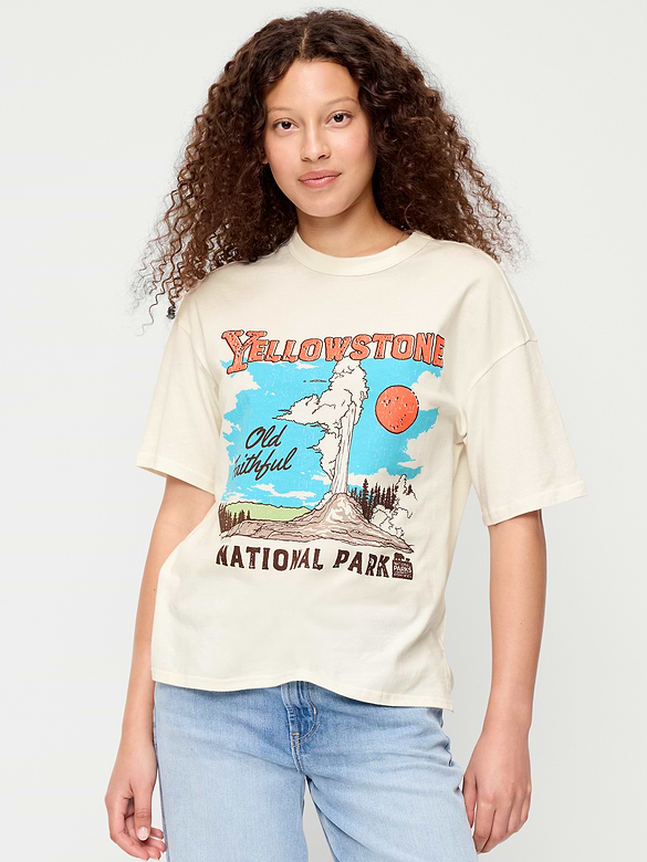 Yellowstone National Park Crew-Neck Oversized T-Shirt