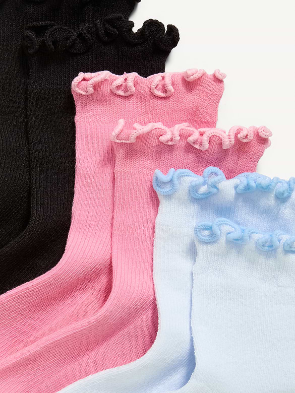 Ruffled Quarter-Crew Socks 3-Pack for Girls