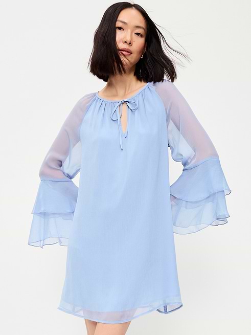 blue bell sleeve dress Bell-Sleeve Boho Mini shaping a soft A For Love & Lemons Midi Dress Hollies – Long Cool Color:Wine Floral