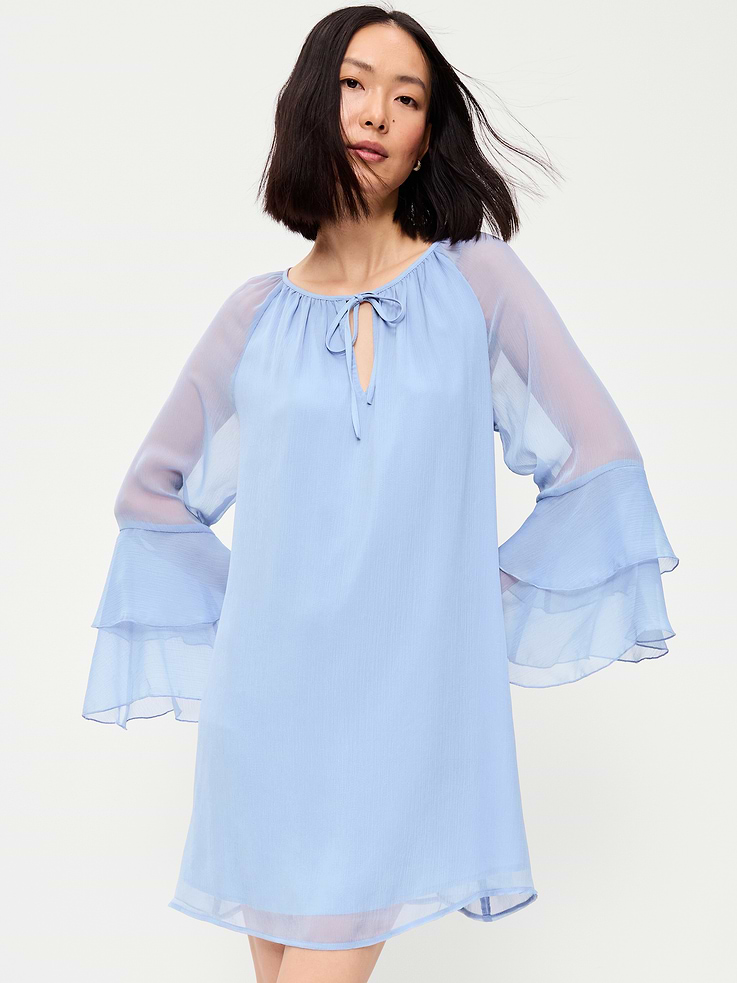 Image number 1 showing, Bell-Sleeve Boho Mini Dress