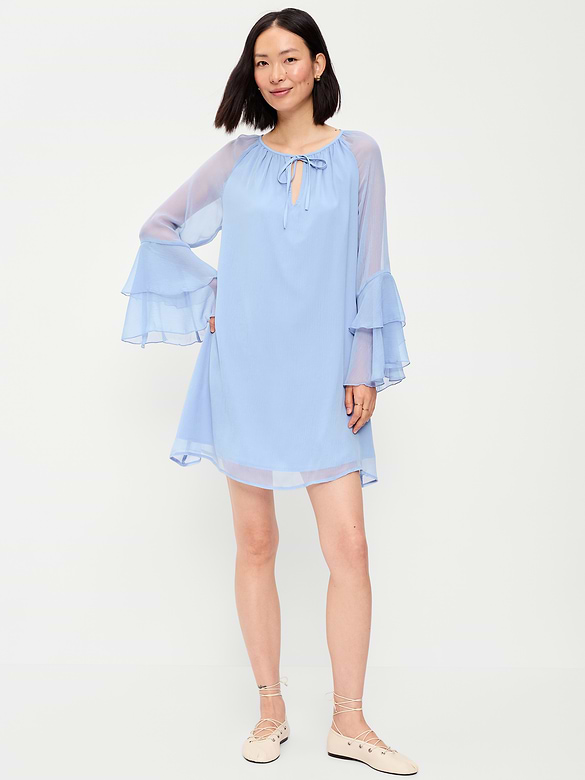Bell-Sleeve Boho Mini Dress