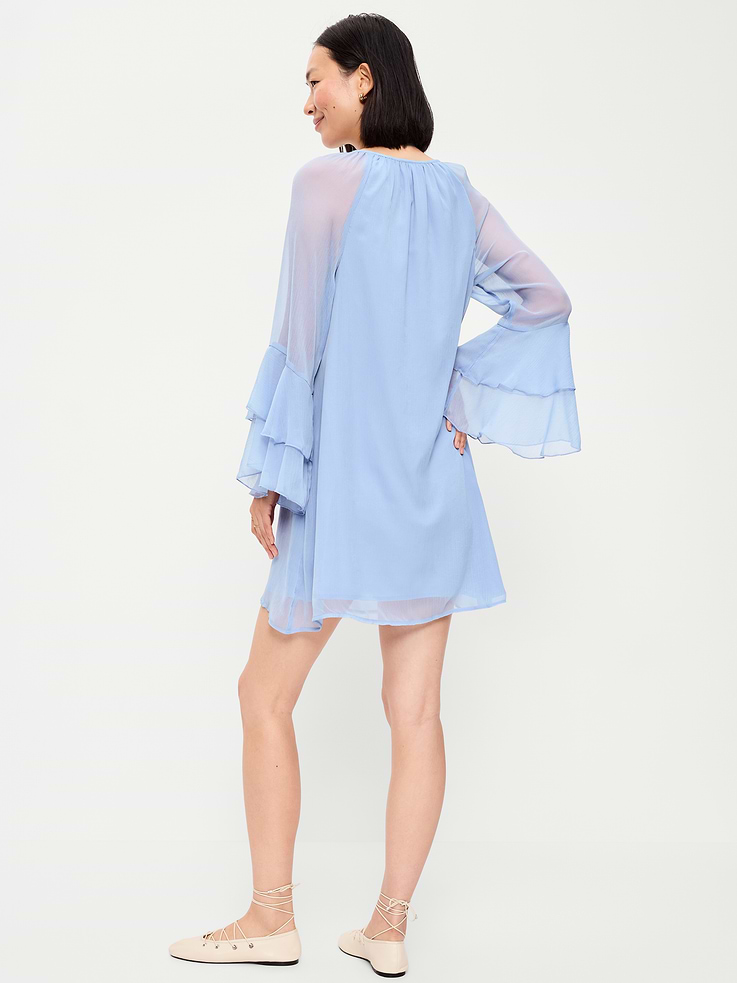 Image number 2 showing, Bell-Sleeve Boho Mini Dress