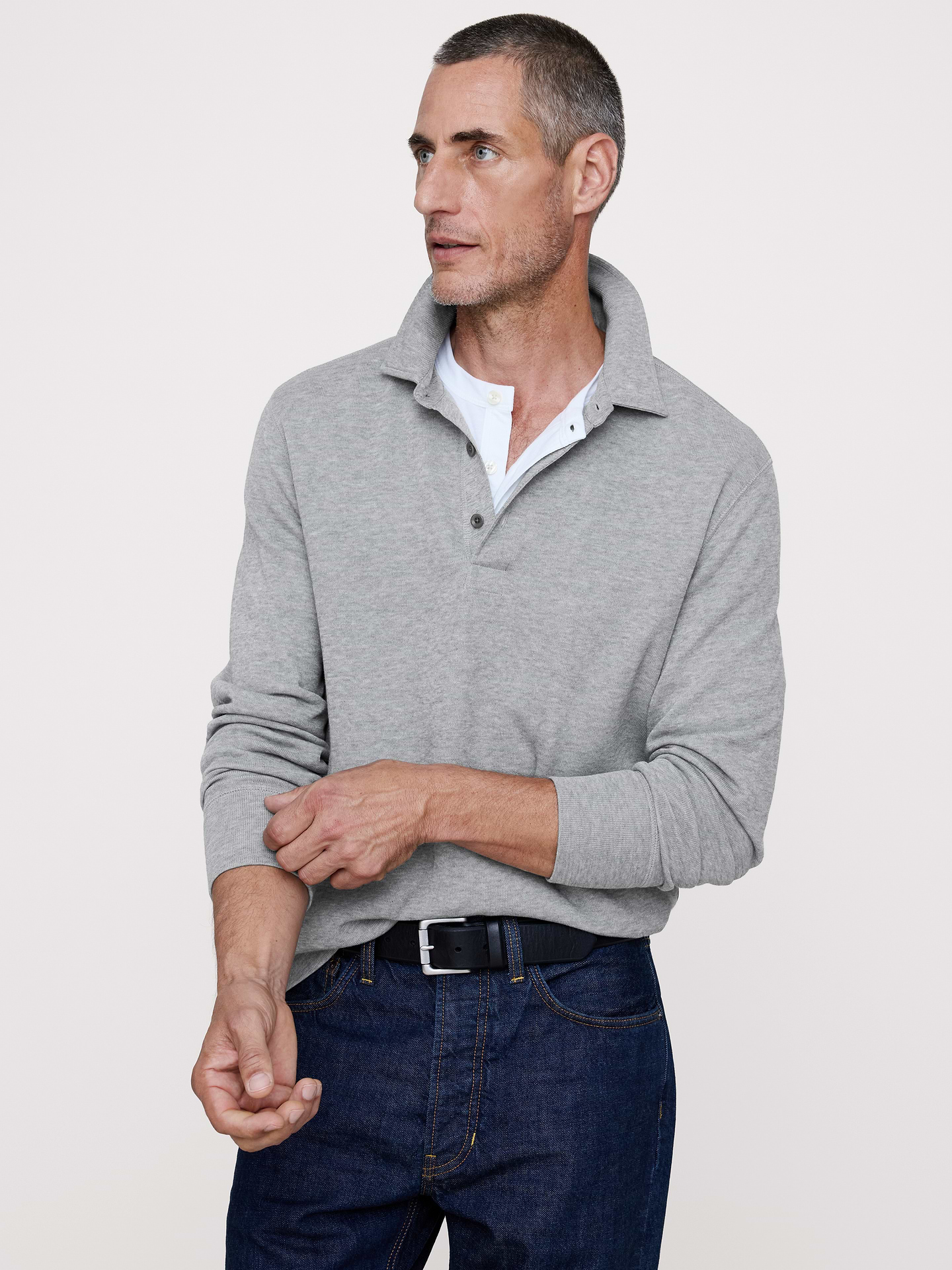 L'image numéro 1 présente Polo en tricot double de fil flammé