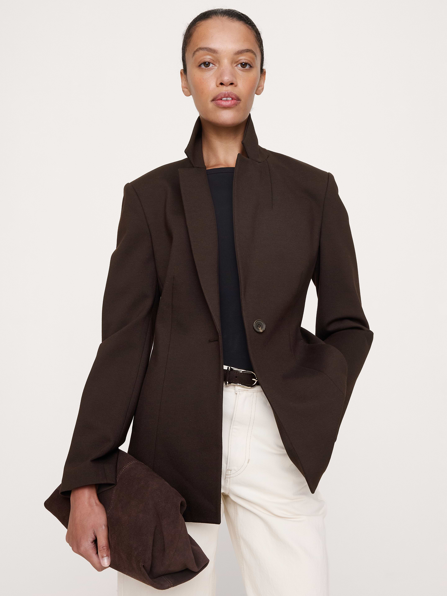 L'image numéro 1 présente Blazer tout-aller ajusté en tricot point de Rome