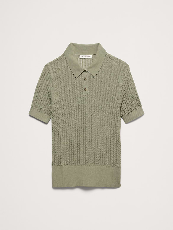 Crinkle Knit Polo