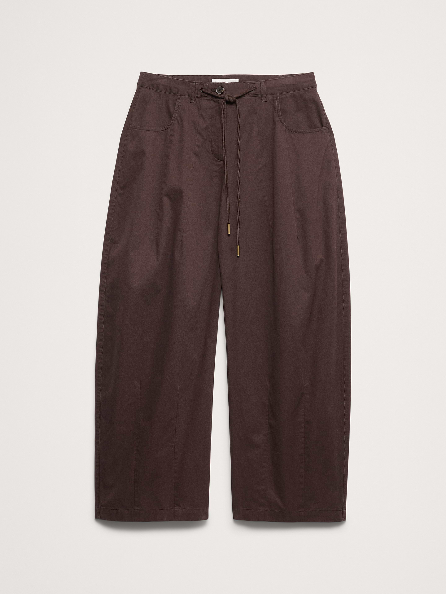 L'image numéro 5 présente Pantalon coupe baril taille mi-basse en popeline de coton