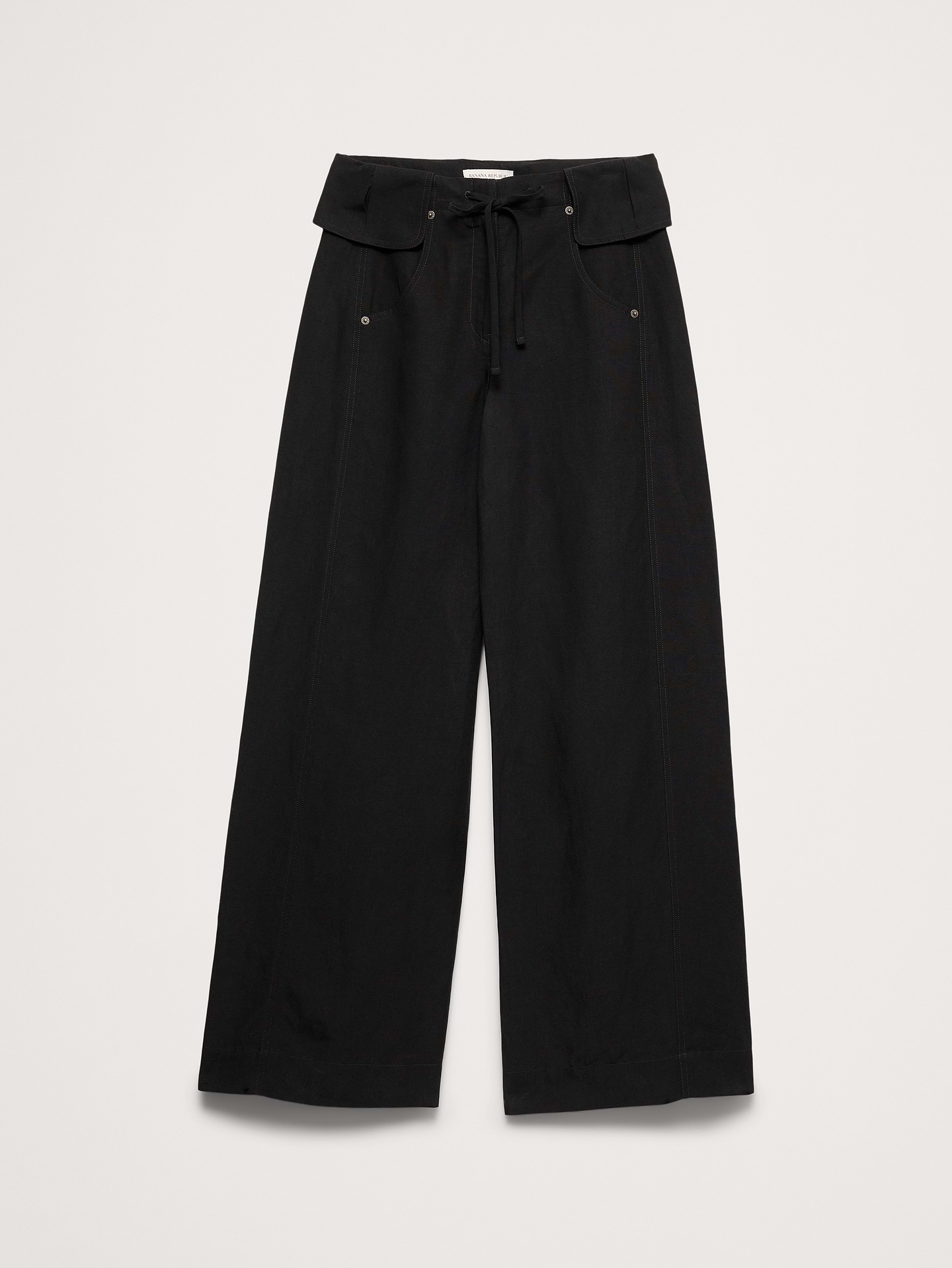 Image number 8 showing, Wide-Leg TENCEL™-Linen Pant with Foldover Waistband