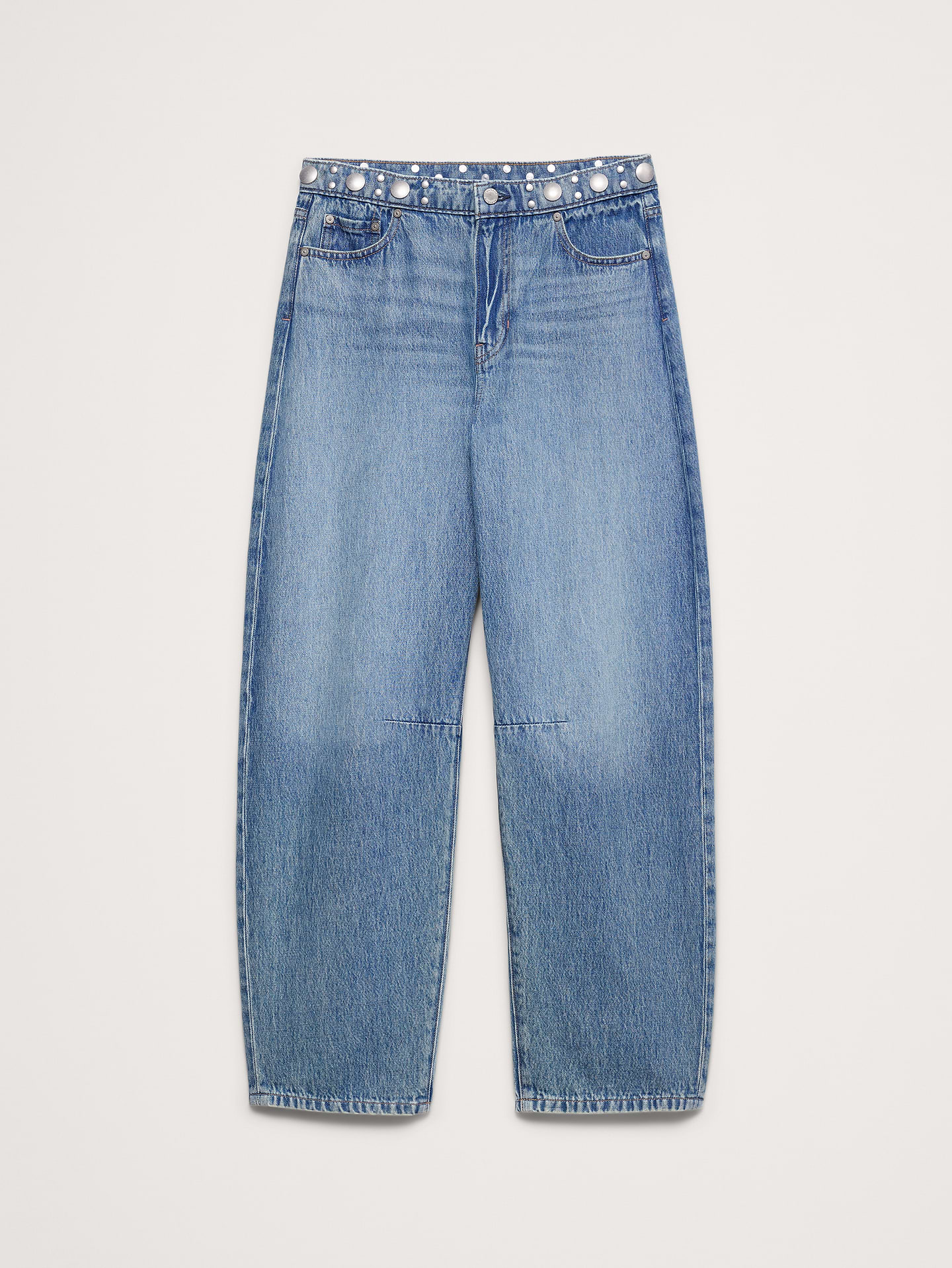 Image number 6 showing, Mid-Rise Barrel Studded Ankle Jean