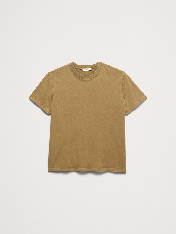 T-shirt ras du cou en coton d’épaisseur moyenne flammé