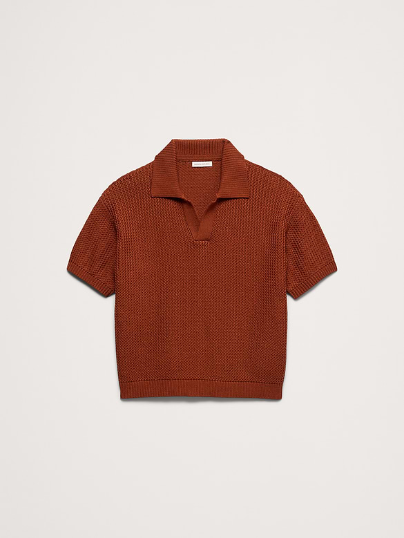 Polo en coton à point zigzag