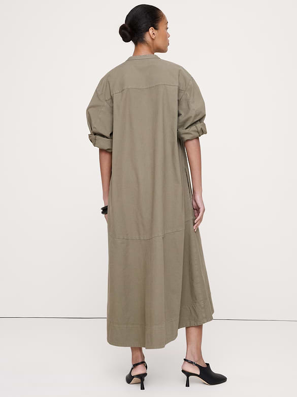 Robe longue en toile de coton à enfiler