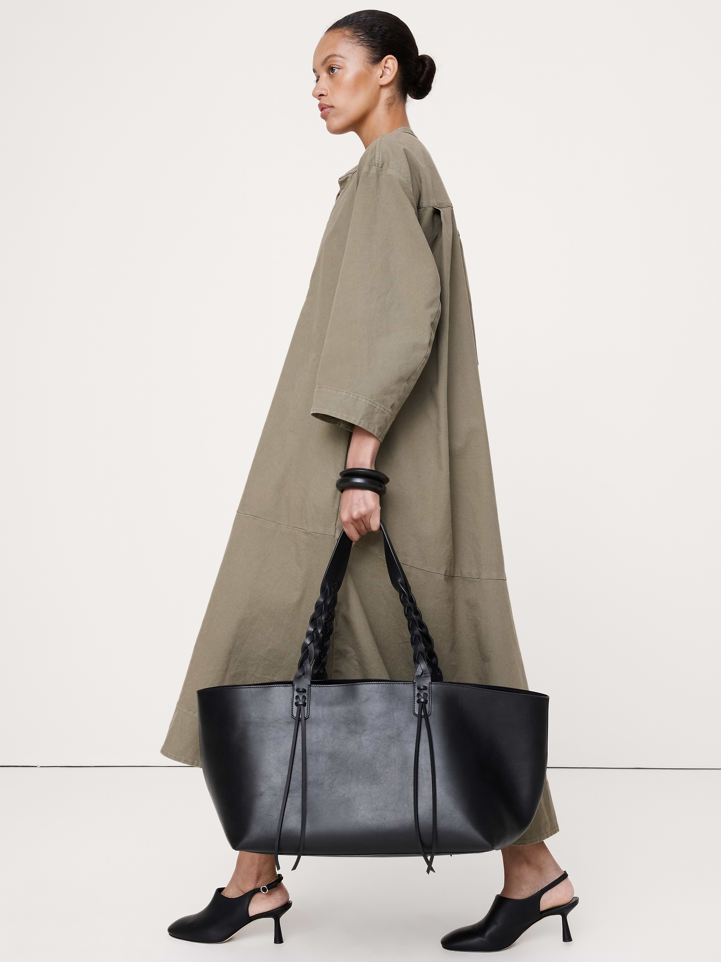 Image number 4 showing, Cotton Canvas Popover Maxi Dress