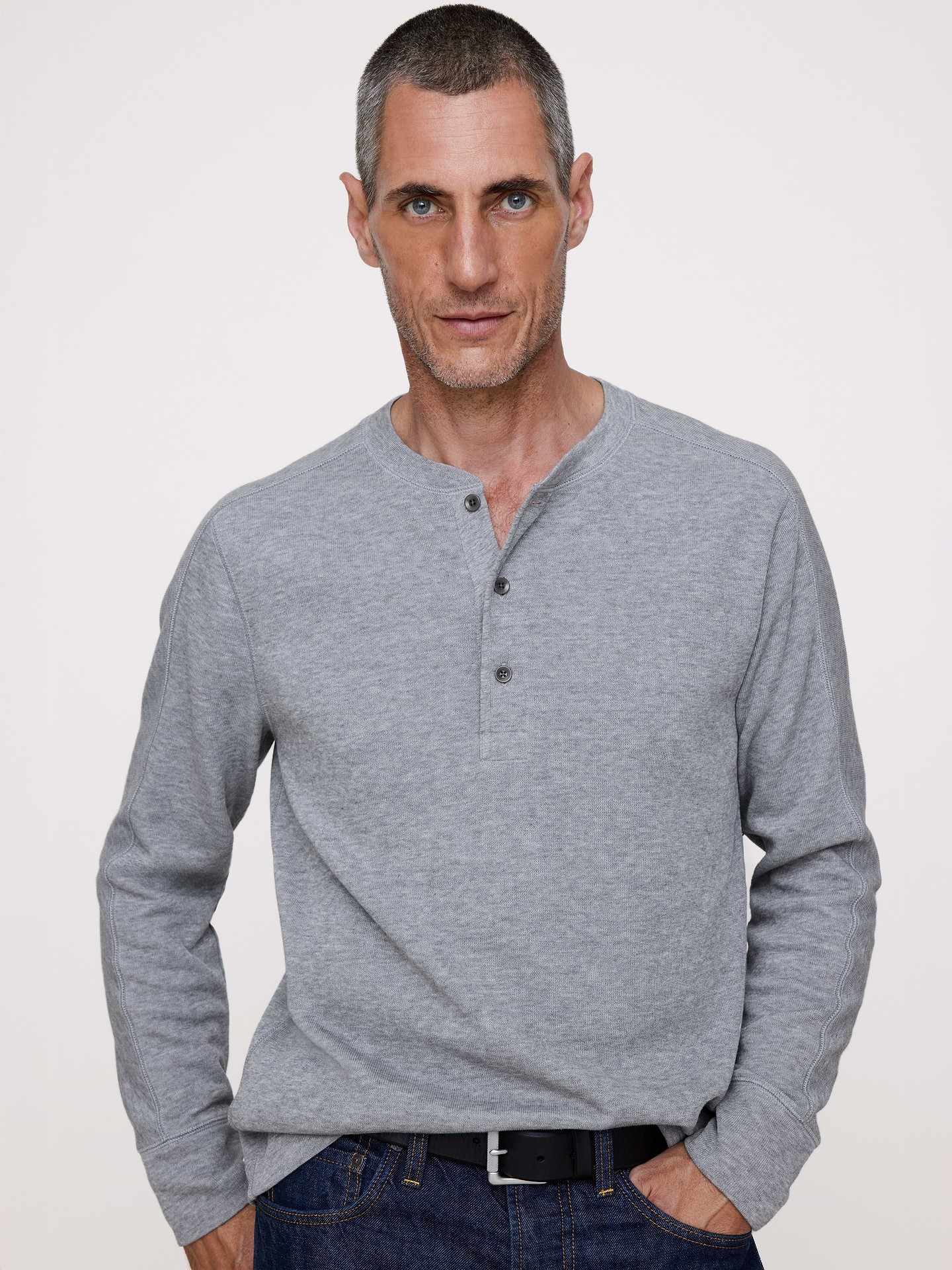 Image number 1 showing, Slub Double-Knit Henley T-Shirt